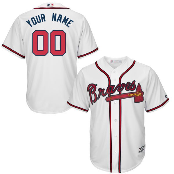 Youth Atlanta Braves Majestic White Custom Cool Base MLB Jersey